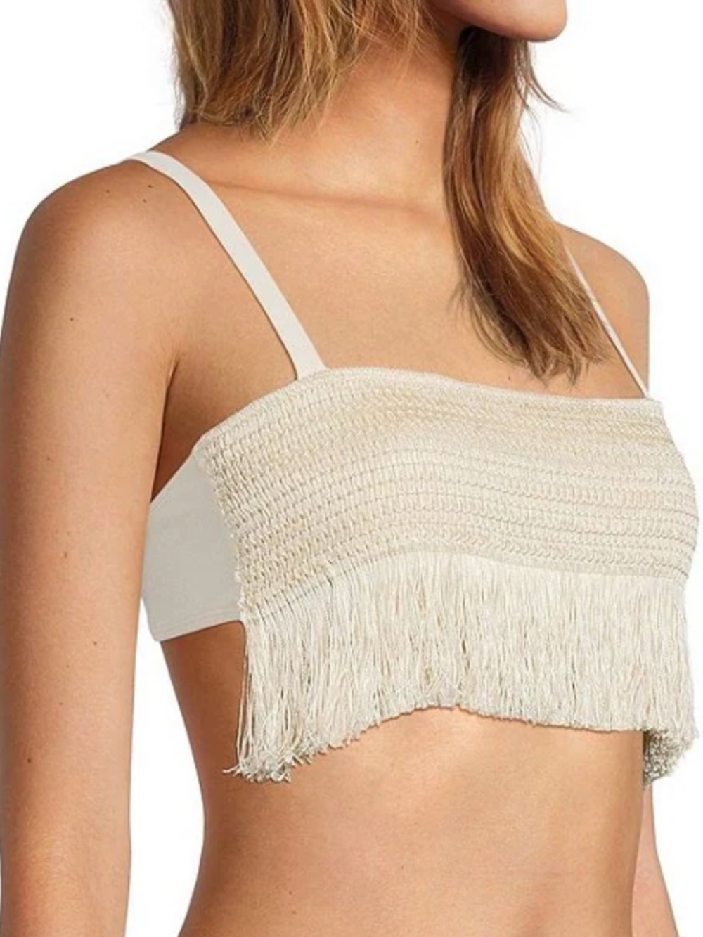 Fringe Detail Bandeau Swim Top